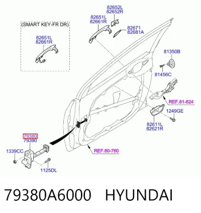Limitador de apertura de puerta delantera izquierda HYUNDAI 79380A6000