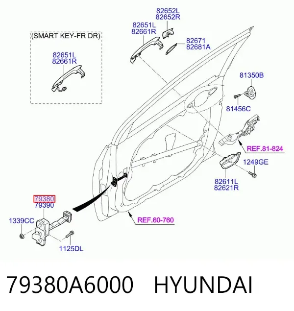 Limitador de apertura de puerta delantera izquierda 79380A6000 Hyundai/Kia
