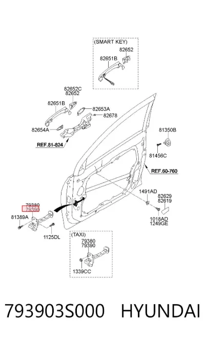 Limitador de apertura de puerta delantera derecha HYUNDAI 793903S000