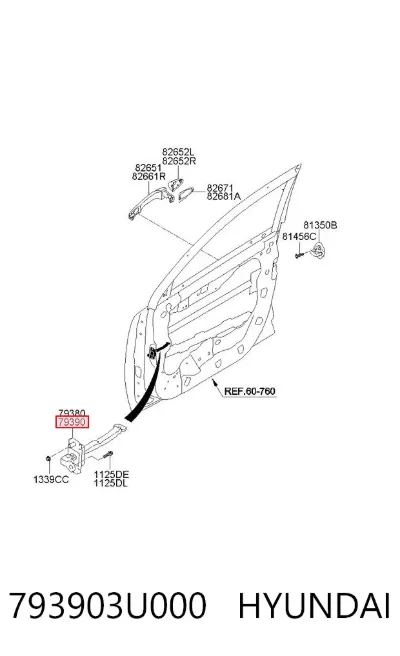Limitador de apertura de puerta delantera derecha HYUNDAI 793903U000