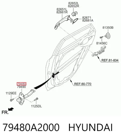 Limitador de apertura de puerta trasera izquierda HYUNDAI 79480A2000