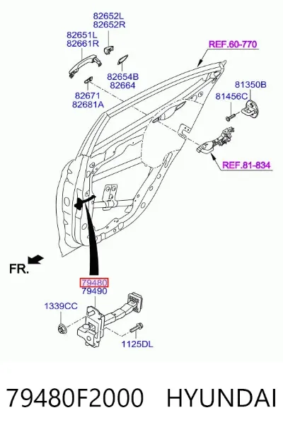 Limitador de apertura de puerta trasera izquierda HYUNDAI 79480F2000