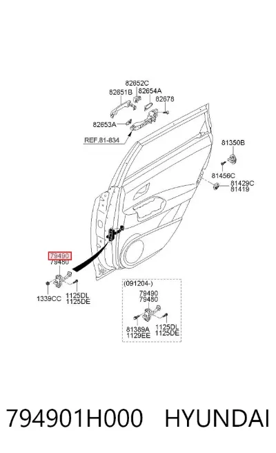 Limitador de apertura de puerta trasera derecha HYUNDAI 794901H000