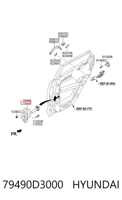 Limitador de apertura de puerta trasera derecha HYUNDAI 79490D3000