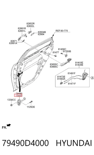 Limitador de apertura de puerta trasera derecha HYUNDAI 79490D4000
