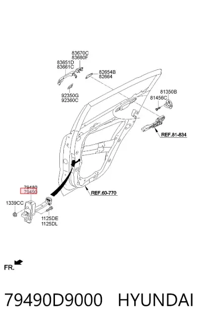 Limitador de apertura de puerta trasera derecha HYUNDAI 79490D9000
