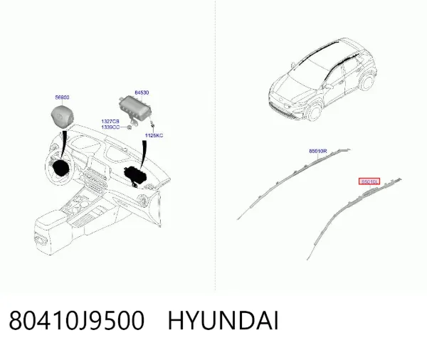 Airbag de cortina lateral izquierda 80410J9500 Hyundai/Kia
