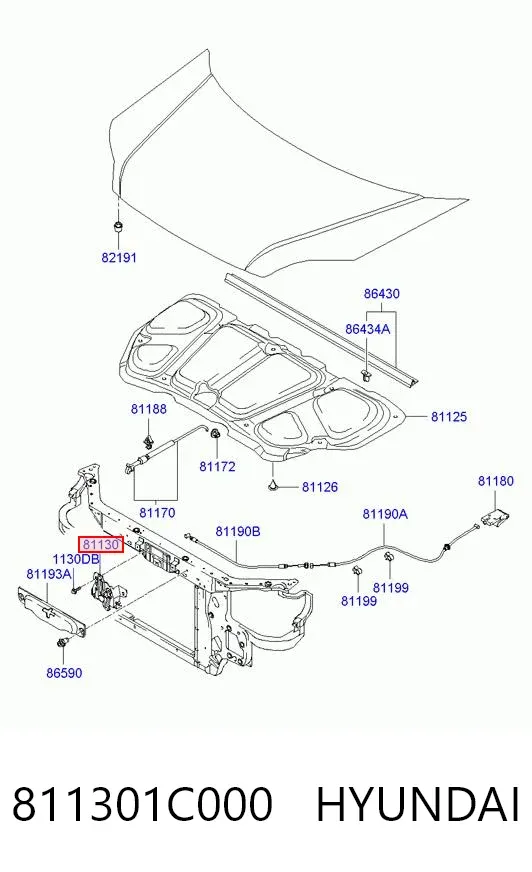 Cerradura de capó 811301C000 Hyundai/Kia