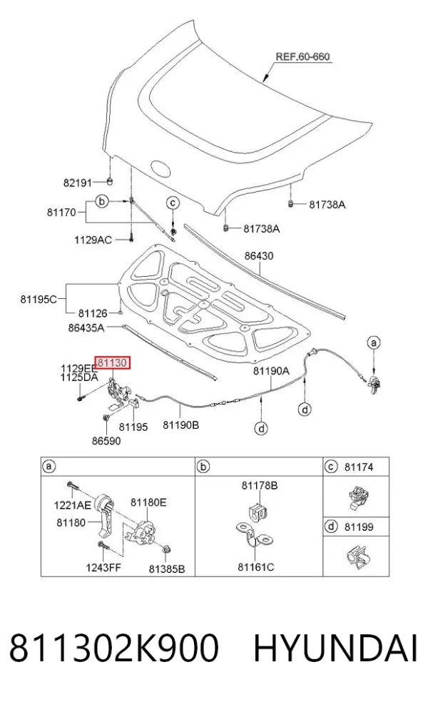 Cerradura de capó KIA Soul I