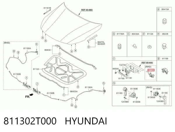Cerradura de capó 811302T000 Hyundai/Kia