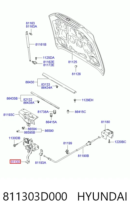 Cerradura de capó Hyundai Sonata IV