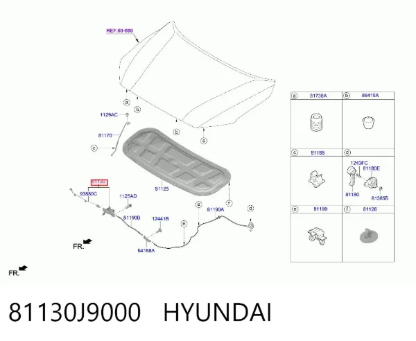 Cerradura de capó 81130J9000 Hyundai/Kia