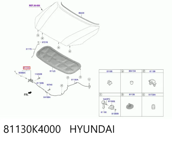 Cerradura de capó Hyundai KONA OS