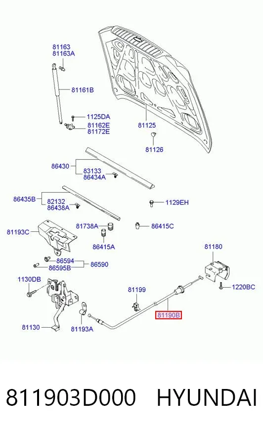 Cable de capó del motor Hyundai Sonata IV