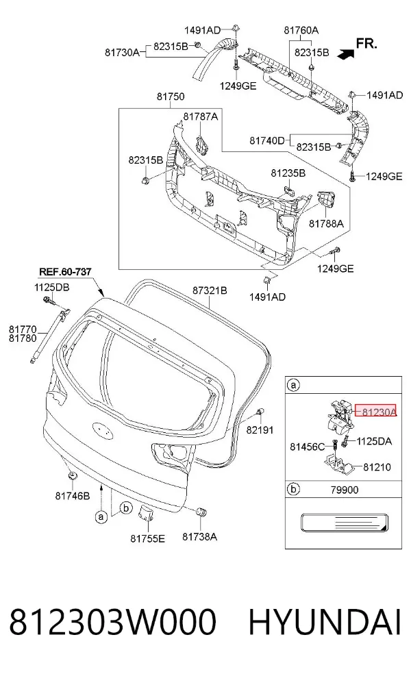 Cerradura de maletero 812303W000 Hyundai/Kia