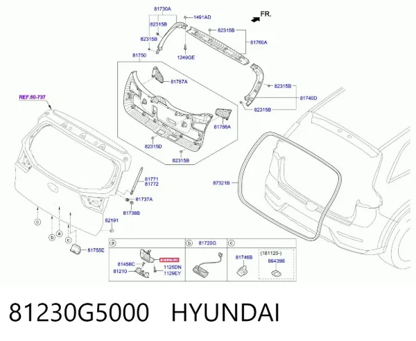 Cerradura de maletero 81230G5000 Hyundai/Kia
