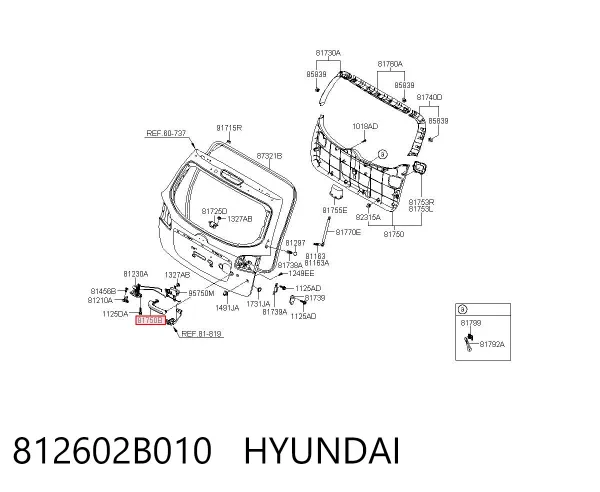Tirador de puerta de maletero exterior 812602B010 Hyundai/Kia