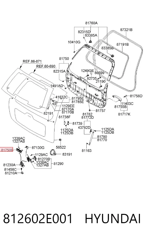 Tirador de puerta de maletero exterior 812602E001 Hyundai/Kia
