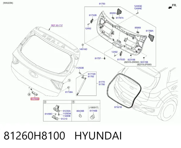 Tirador de puerta de maletero exterior 81260H8100 Hyundai/Kia