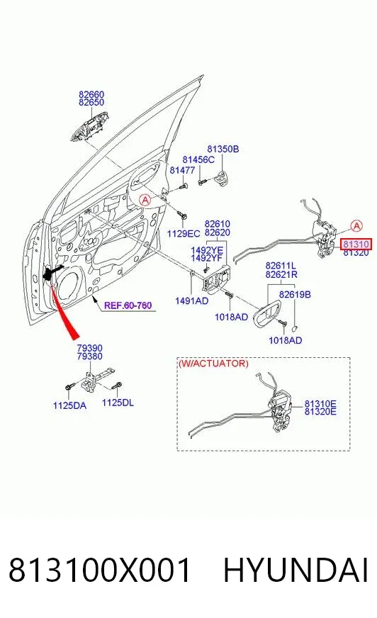 Cerradura 813100X001 Hyundai/Kia