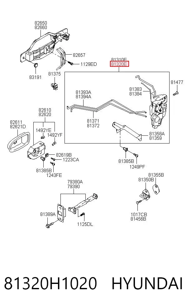 Cerradura de puerta delantera derecha 81320H1020 Hyundai/Kia