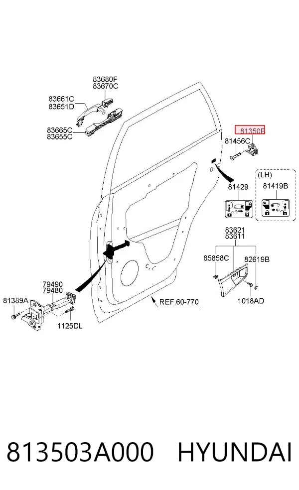 Pieza de cierre de la cerradura del portón trasero 813503A000 Hyundai/Kia