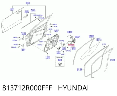 Cable de apertura de cerradura de puerta delantera HYUNDAI 813712R000FFF