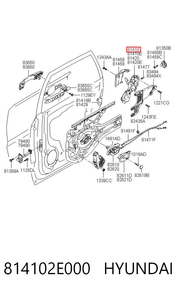 Cerradura de puerta trasera izquierda 814102E000 Hyundai/Kia