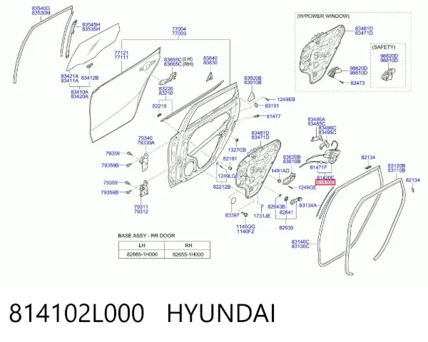 Cerradura de puerta trasera izquierda 814102L000 Hyundai/Kia