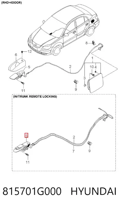 Manija de apertura de tapa de combustible HYUNDAI 815701G000