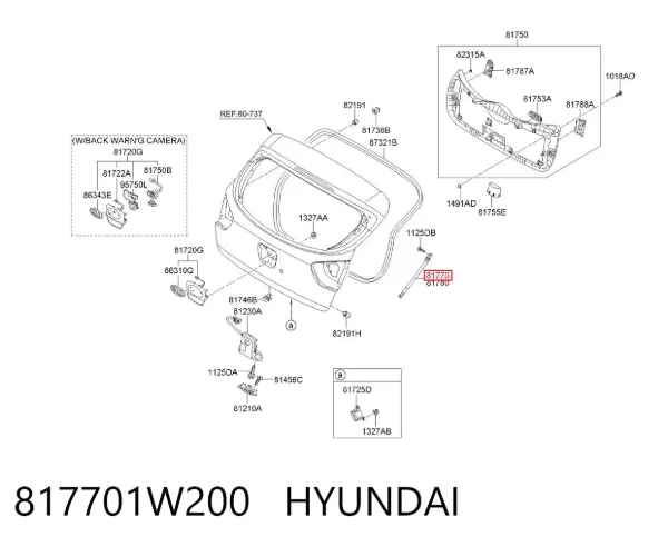 Amortiguador maletero 817701W200 Hyundai/Kia