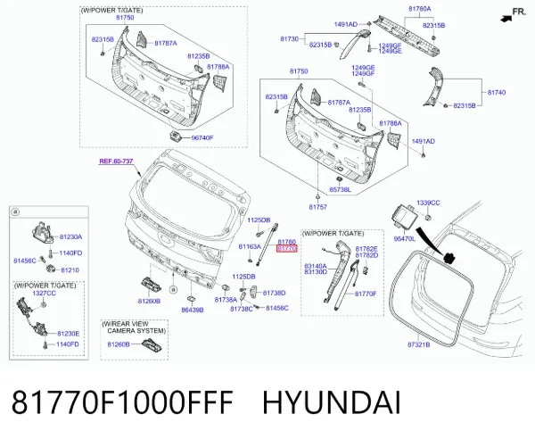 Amortiguador maletero 81770F1000FFF Hyundai/Kia