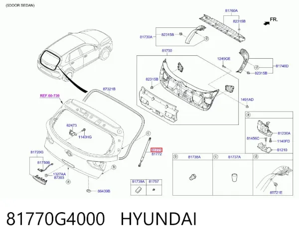 Amortiguador maletero 81770G4000 Hyundai/Kia
