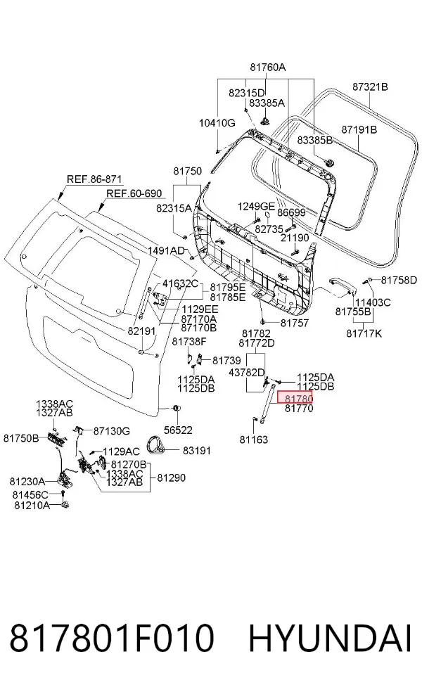 Amortiguador maletero 817801F010 Hyundai/Kia