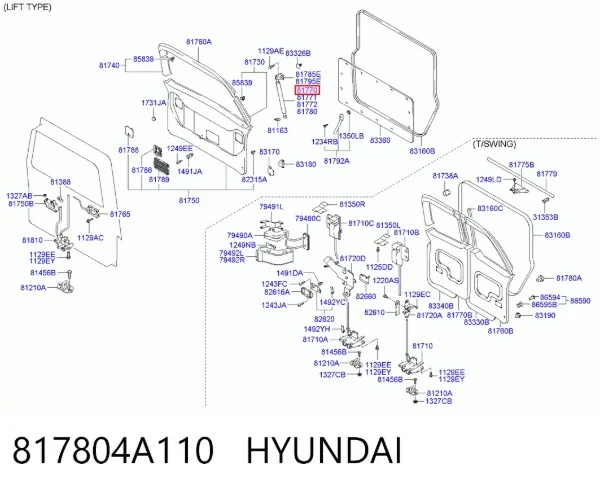 Amortiguador maletero 817804A110 Hyundai/Kia