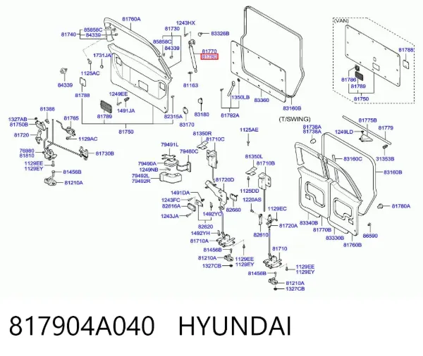 Amortiguador maletero 817904A040 Hyundai/Kia