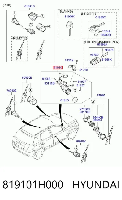 Cerradura de encendido HYUNDAI 819101H000