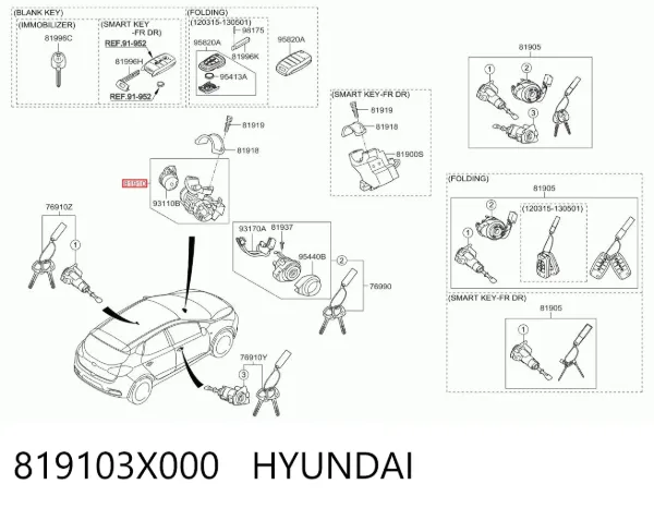 Bombín de arranque 819103X000 Hyundai/Kia