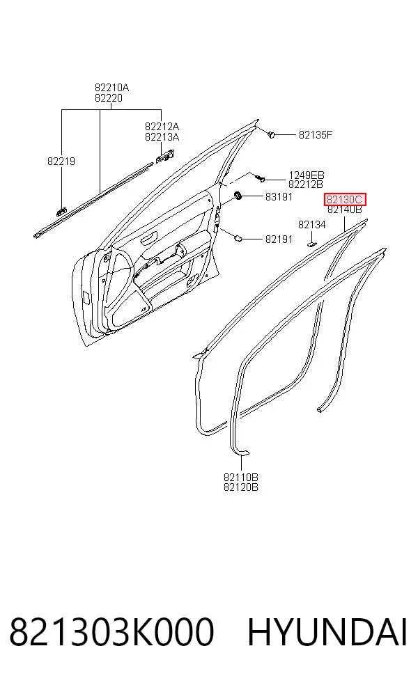 Junta de puerta delantera izquierda 821303K000 Hyundai/Kia