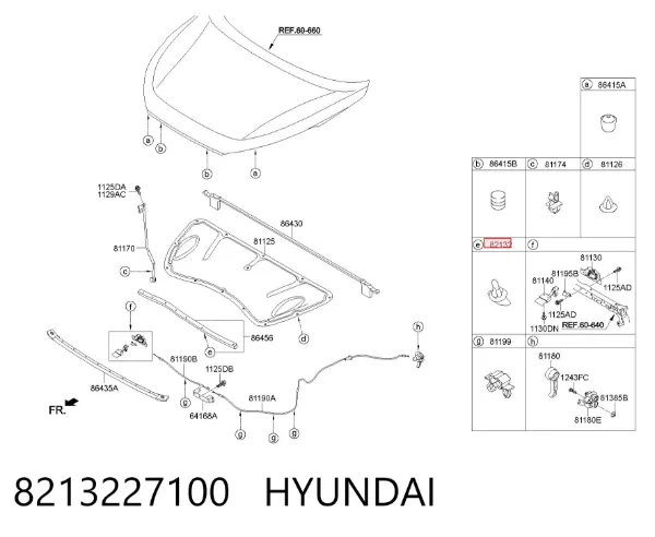 Clip de sello de puerta 8213227100 Hyundai/Kia