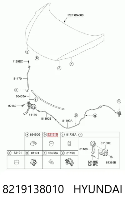 Tope del capó HYUNDAI 8219138010