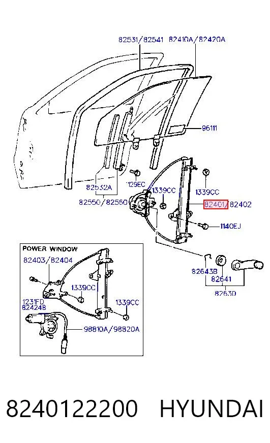 Mecanismo de elevalunas delantero izquierdo 8240122200 Hyundai/Kia