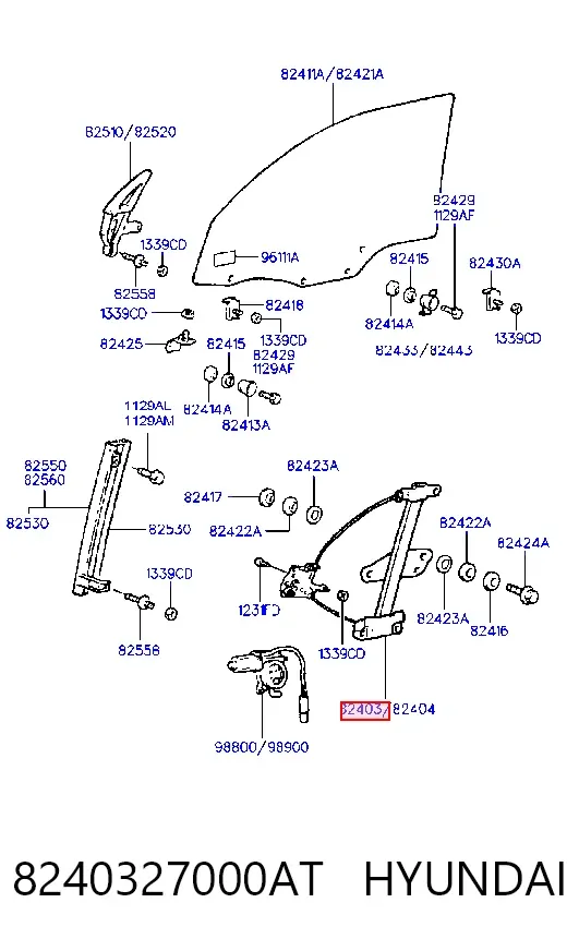 Mecanismo de elevalunas delantero izquierdo 8240327000AT Hyundai/Kia