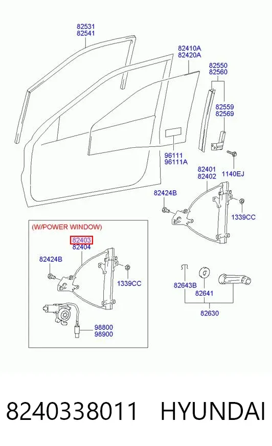 Mecanismo de elevalunas delantero izquierdo 8240338011 Hyundai/Kia