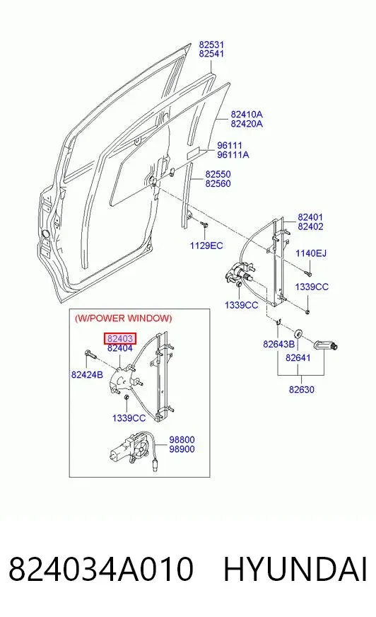 Mecanismo de elevalunas delantero izquierdo 824034A010 Hyundai/Kia