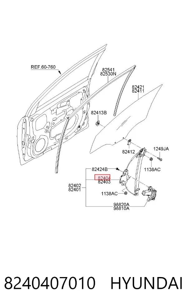 Mecanismo de elevalunas delantero derecha 8240407010 Hyundai/Kia