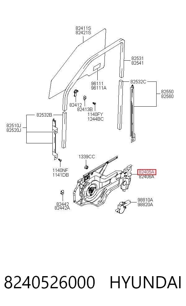 Mecanismo de elevalunas delantero izquierdo 8240526000 Hyundai/Kia