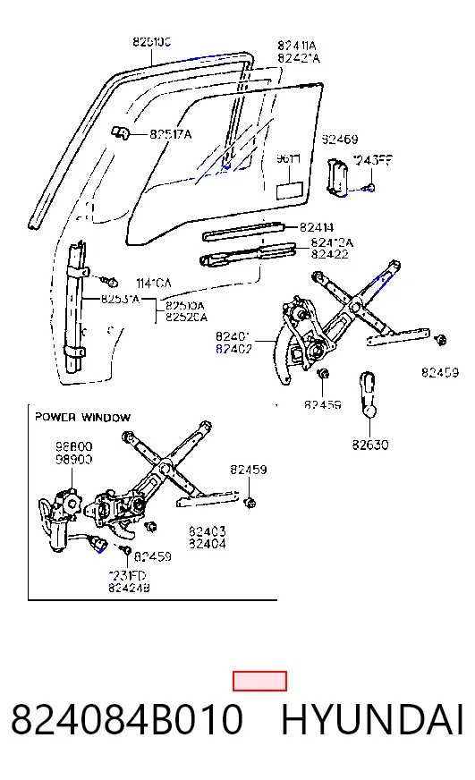 Mecanismo de elevalunas delantero derecha Hyundai H100 P