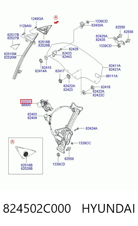Motor del elevalunas eléctrico 824502C000 Hyundai/Kia
