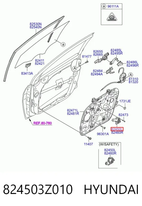 Motor del elevalunas eléctrico 824503Z010 Hyundai/Kia
